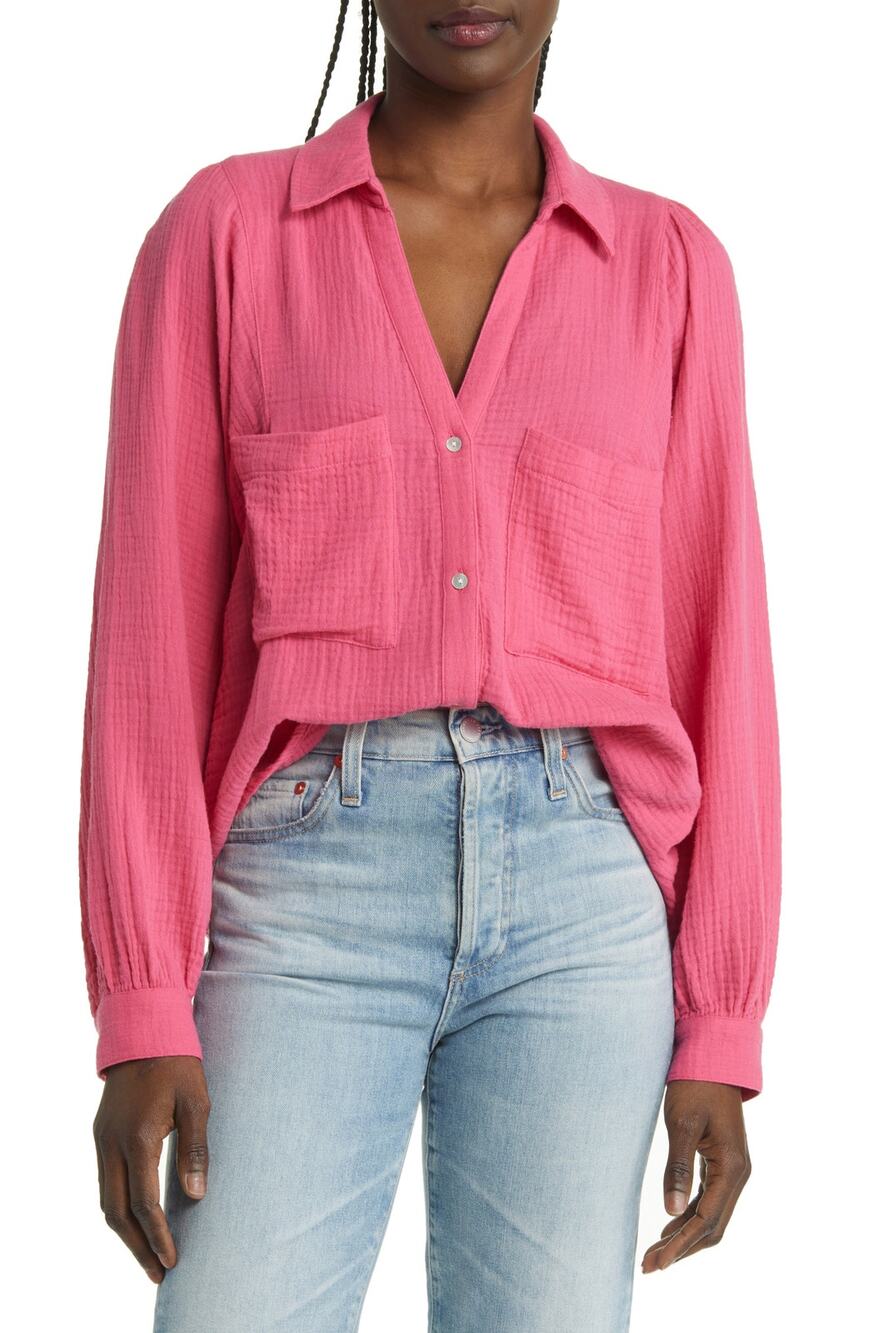Rails Organic Hibiscus Lauren Button Up Shirt Size XS